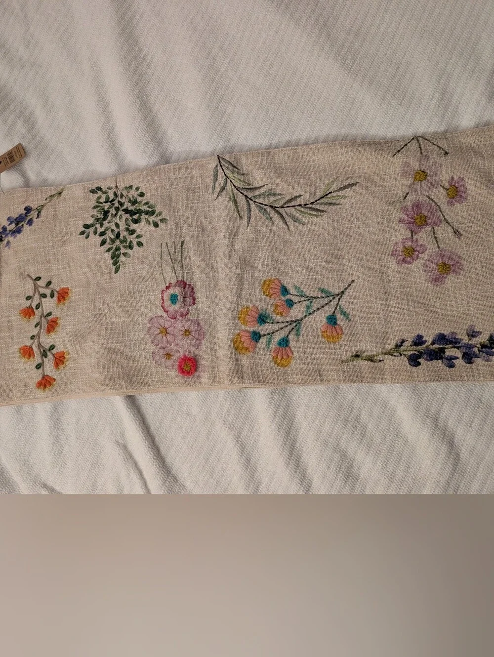 Floral Linen Table Runner, 72”